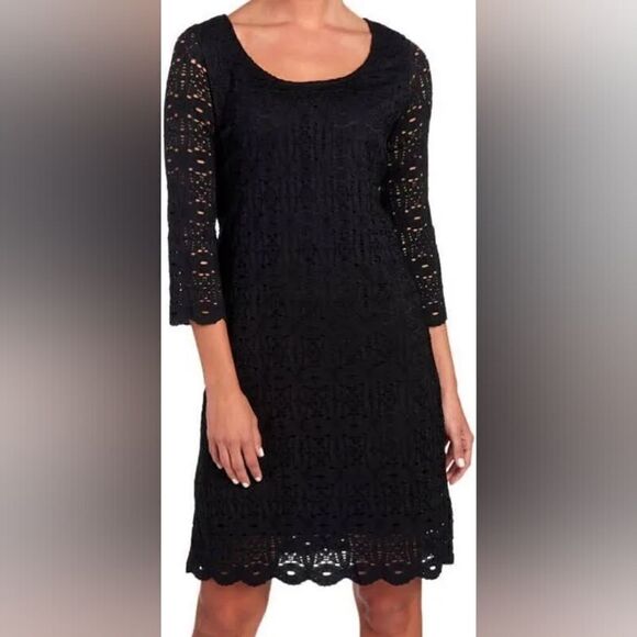 Ronni Nicole Black Eyelet Lace Dress, Size 1X - Picture 1 of 12